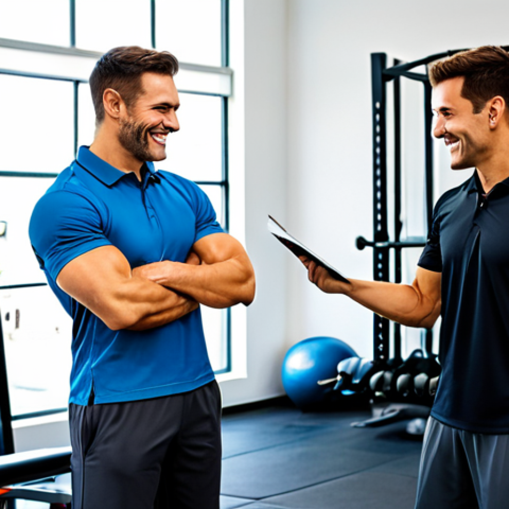 Initial Client Consultation**

"A friendly and approachable personal trainer in a professional athletic polo and athletic pants, fully clothed, engaging with a new client (also fully clothed in workout attire) in a bright and modern gym setting. The trainer is actively listening with a notepad in hand, the client is smiling slightly. The scene conveys trust and encouragement. Safe for work, appropriate content, modest, professional setting, perfect anatomy, well-formed hands, natural proportions, natural pose."

**
