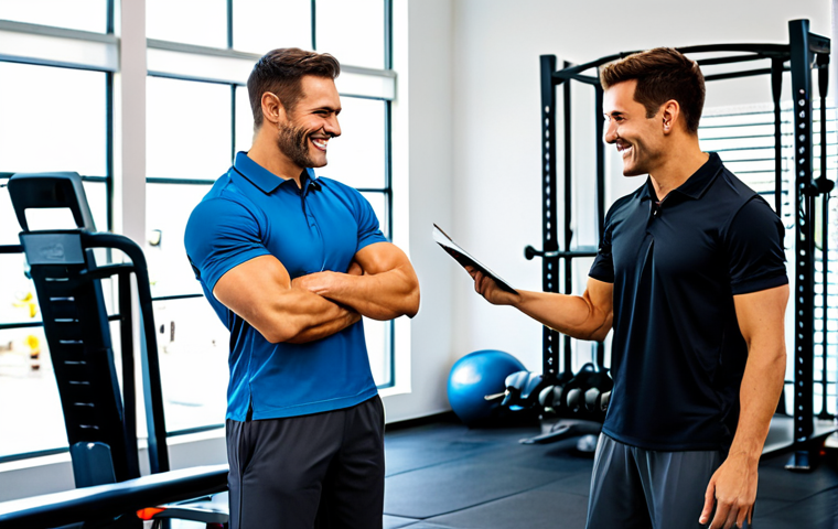 Initial Client Consultation**

"A friendly and approachable personal trainer in a professional athletic polo and athletic pants, fully clothed, engaging with a new client (also fully clothed in workout attire) in a bright and modern gym setting. The trainer is actively listening with a notepad in hand, the client is smiling slightly. The scene conveys trust and encouragement. Safe for work, appropriate content, modest, professional setting, perfect anatomy, well-formed hands, natural proportions, natural pose."

**