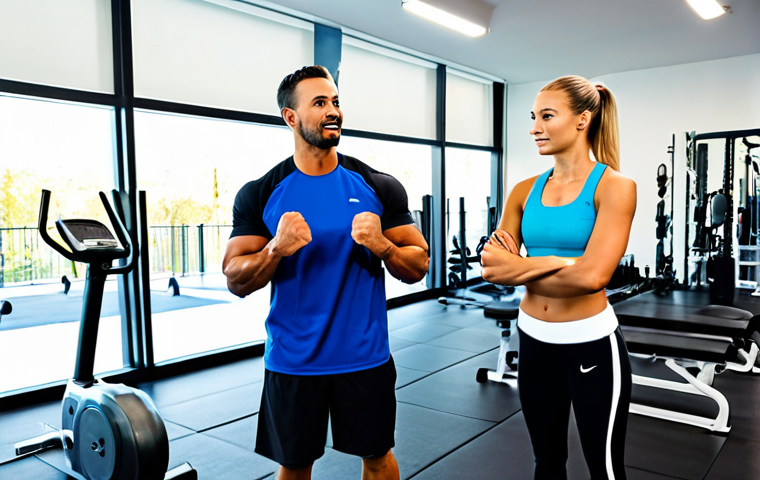 Gym-Based Personal Training**

"A diverse group of people working out in a bright and modern gym setting, fully clothed in athletic wear, safe for work, appropriate content, professional athletes, exercise equipment visible in the background, perfect anatomy, correct proportions, natural pose, well-formed hands, proper finger count, natural body proportions, high-quality lighting, professional photography, modest athletic clothing, family-friendly."

**