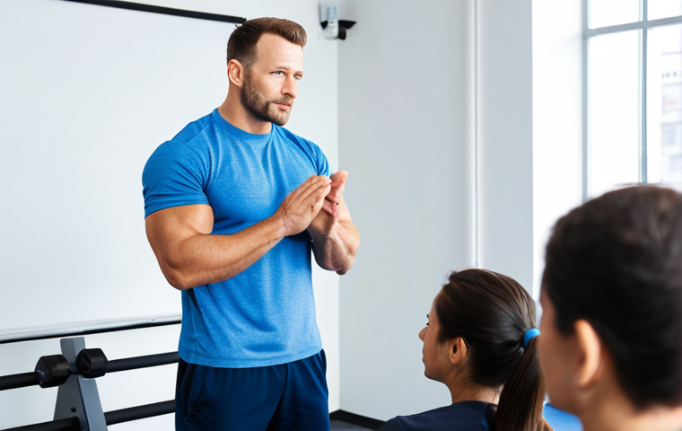 퍼스널트레이너 신입 채용 트렌드 - Social Media Showcase of Fitness Niche**

"A dynamic personal trainer, fully clothed in stylish work...